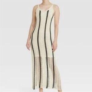 a new day Cream and Black Striped Maxi Dress